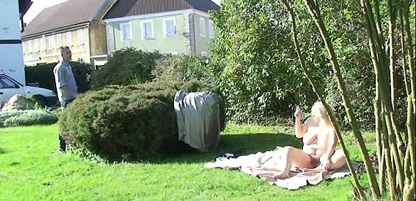  Granny rides her son-in-law cock outdoor